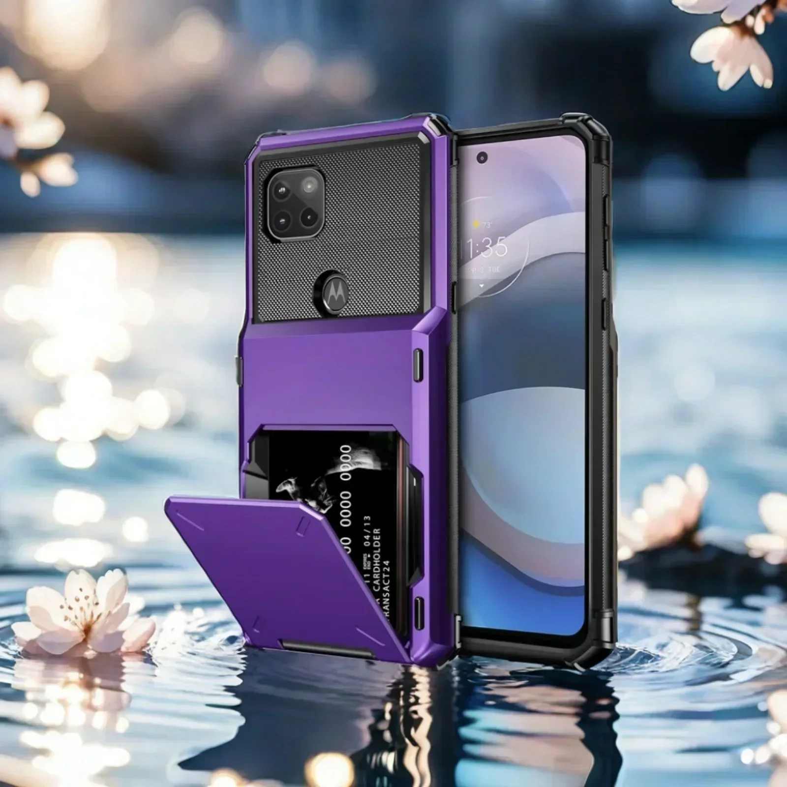 Dual Layer Armor Wallet Case with 4-Card Holder and ID Slot