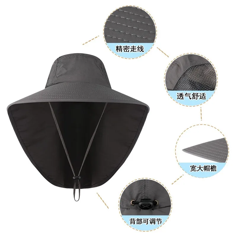 Sun Hat Sun Protection Hat Summer Sun Hat Women Men UV Protection Bucket Hats With Neck Flap Outdoor Large Wide Brime Men's Panama Fishing Hiking Hat
