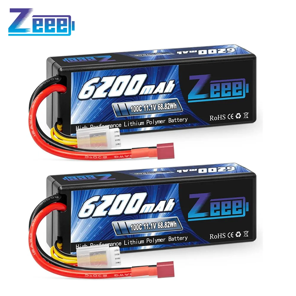 

1/2pcs Zeee 3S Lipo Battery 6200mAh 11.1V 100C with T Plug Hardcase for RC Car Trucks Boats RC Airplane FPV Drones RC Model Part