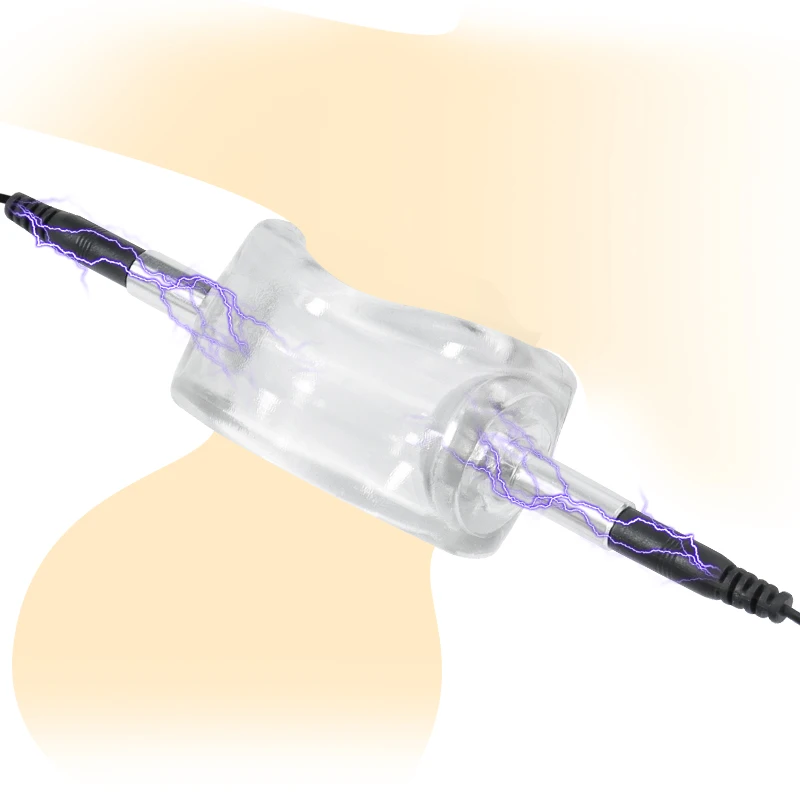 Electric Shock Chastity Cage Testicle Scrotal Bondage Lock Ring Men Scrotum Ball Stretcher Massager Electrostimulation Sex Toys