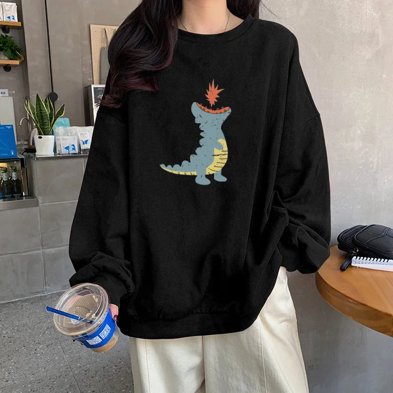 Woman Cartoon Print Sweatshirt Harajuku Aesthetic Clothes Plus Size Women Sweatshirts Loose Body O Neck Vintage 2023 Pullovers