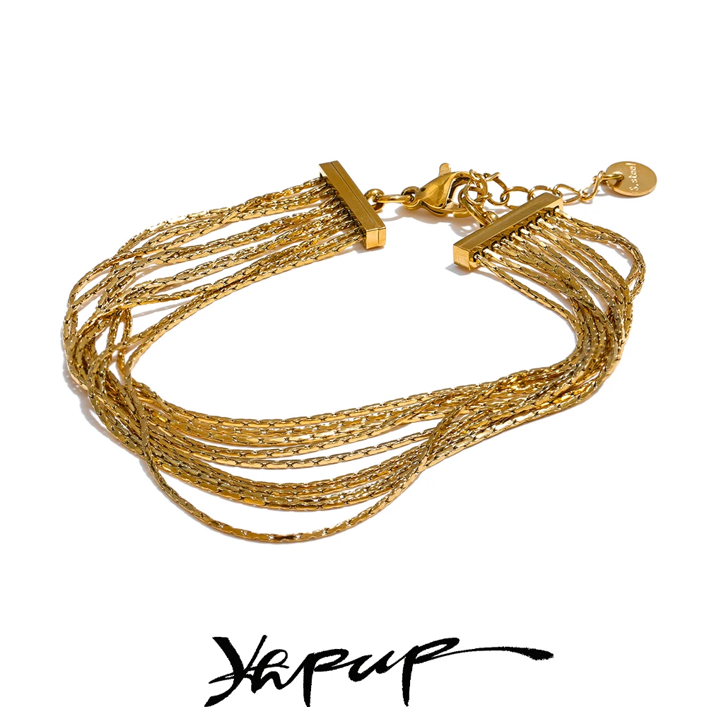 Yhpup Stainless Steel Multi Layer Bracelet Bangle