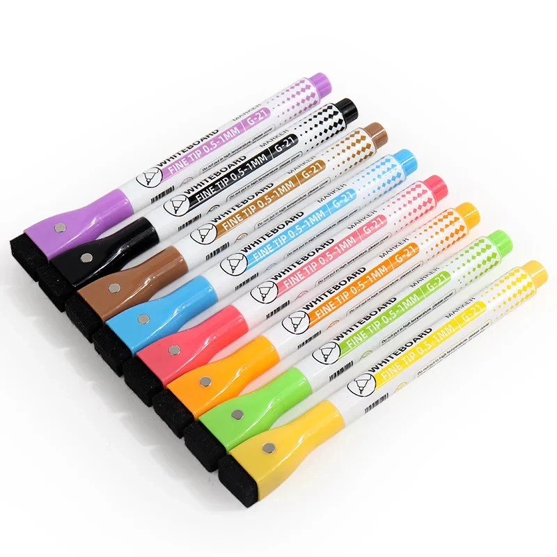 Vibrant 8-Color Extra Fine Tip Magnetic Dry Erase Markers for Home, School, and Office