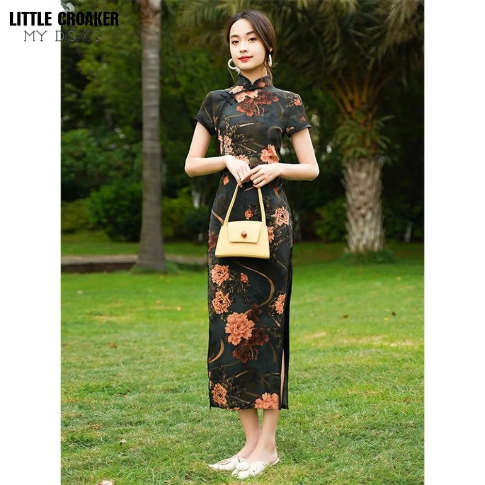 

Old Shanghai Qipao 2023 New Women's Cheongsam Summer Improved Retro Chinese Style Advanced Show Print Asian Dresses for Women