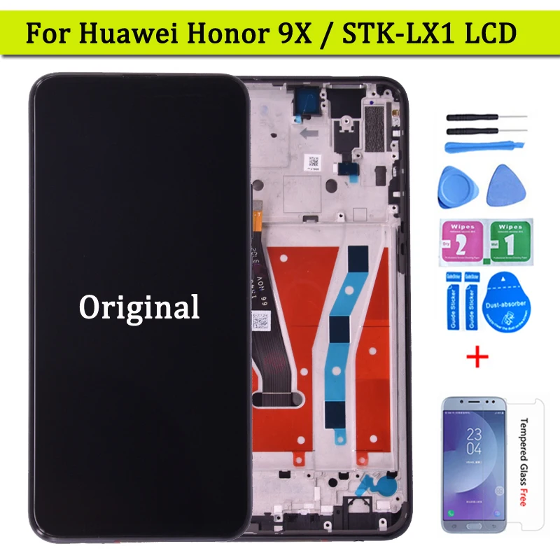 

6.59‘’Original For Huawei Honor 9X Global Premium LCD Display Touch Screen 10 touch Digitizer Assembly Frame STK-LX1 lcd