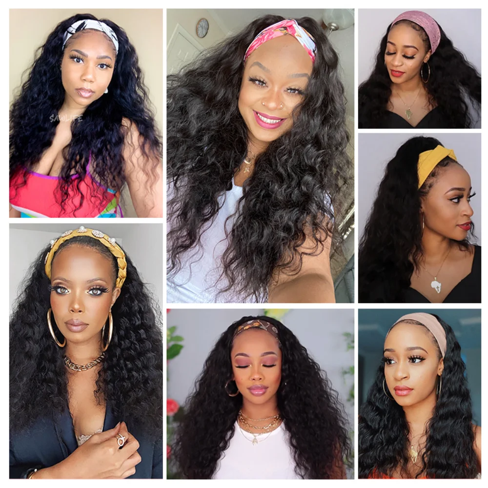 Beautyforever Headband Wigs Human Hair Body Water Wave Headband Human Hair Wigs Curly for Women Beginner Friendly