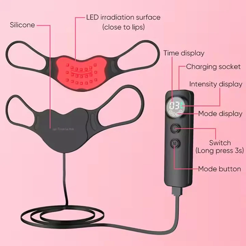 Photon Infrared Red Lights Therapy Lip Masks 4 Modes Lip Beauty Products Reduce Lines Skincare LED Light Brighten Device