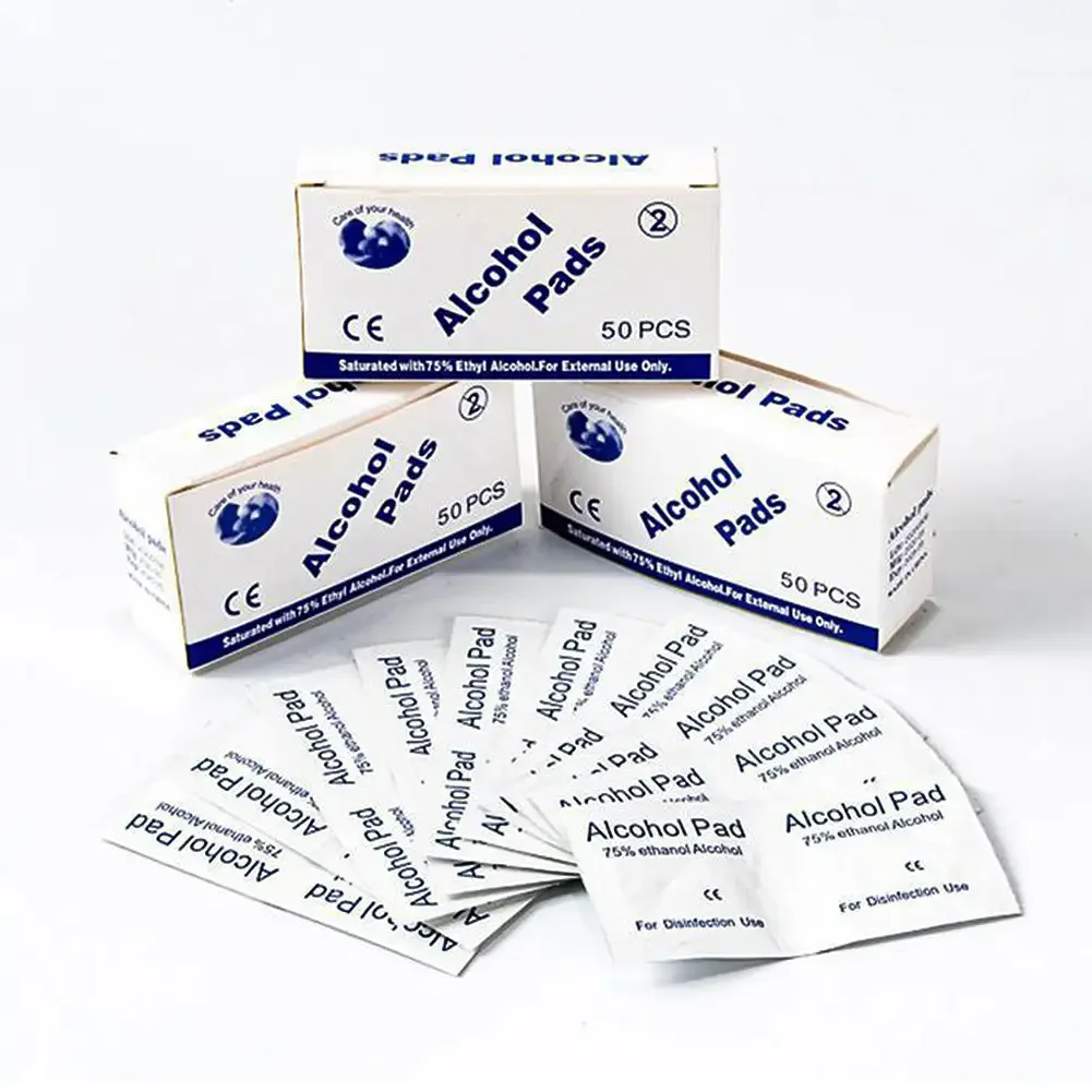 Disposable 75% Alcohol Cotton Pads 50/100 Pcs Cleaning Wet Wipes Microblading Tattoo Manicure Skin Disinfection Makeup Tool