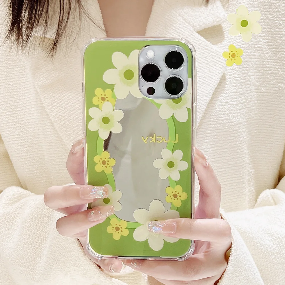 z flip3 case For Phone case Cute flower pattern mirror phone case For iphone 11 12 13Pro Max X XS Max 7Plus 8Plus For iphone 12 phone case galaxy flip3 case