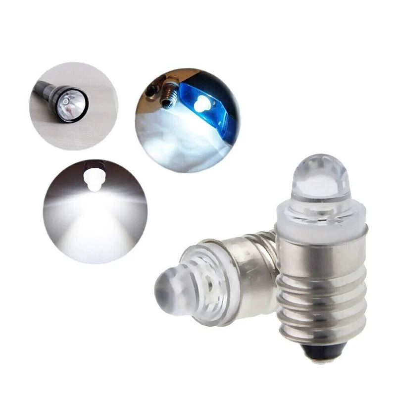 1-10pcs E10 Led Flashlight Bulb DC 3V 12V Instrument Bulb Indicator Lamp BA9S Replacement Torch Bulb Lamp Warm Cool White
