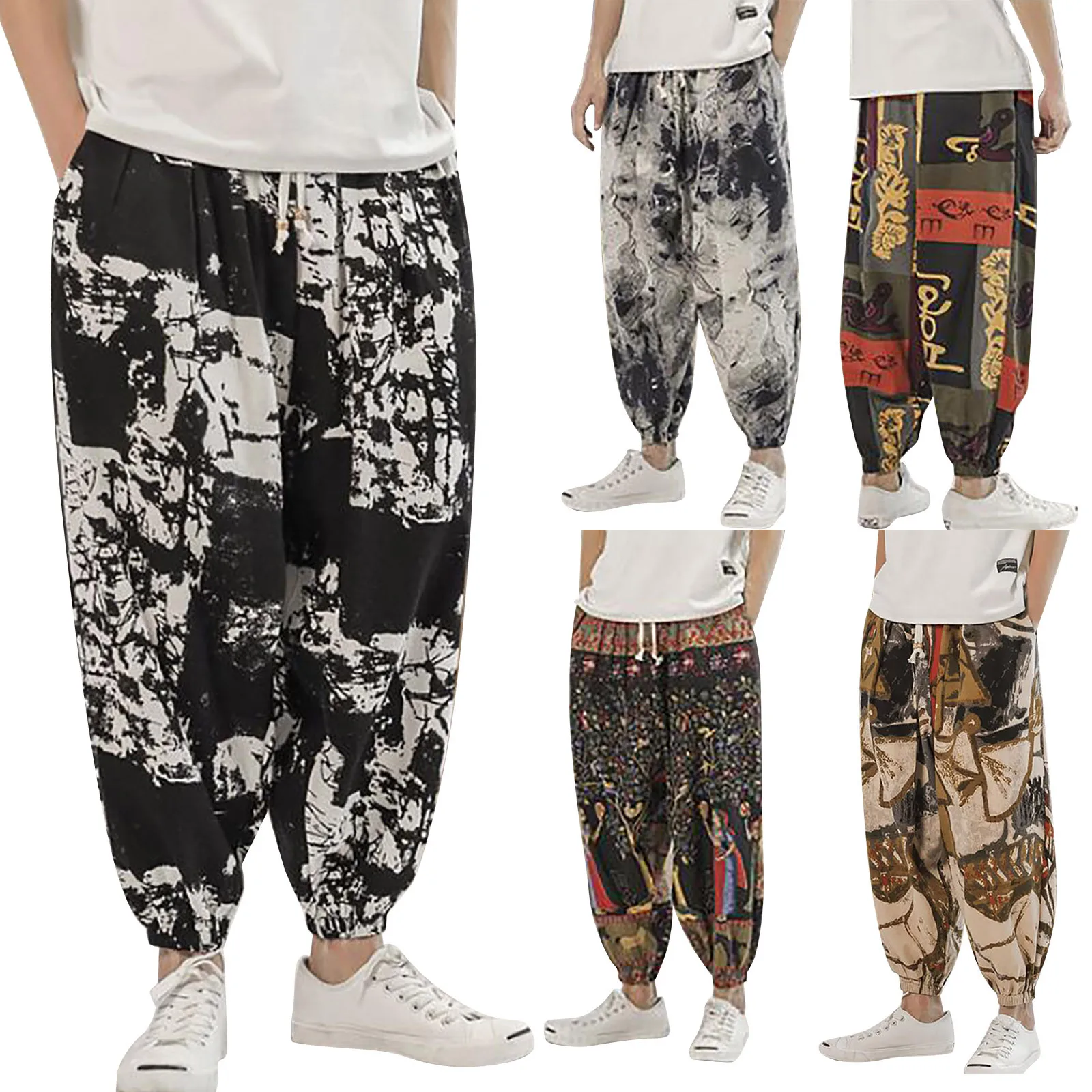 

Vintage 3D Art Printed Harem Pants Joggers Men Hipster Streetwear Casual Jogging Sweatpants Hip Hop Baggy Drop-crotch Trousers