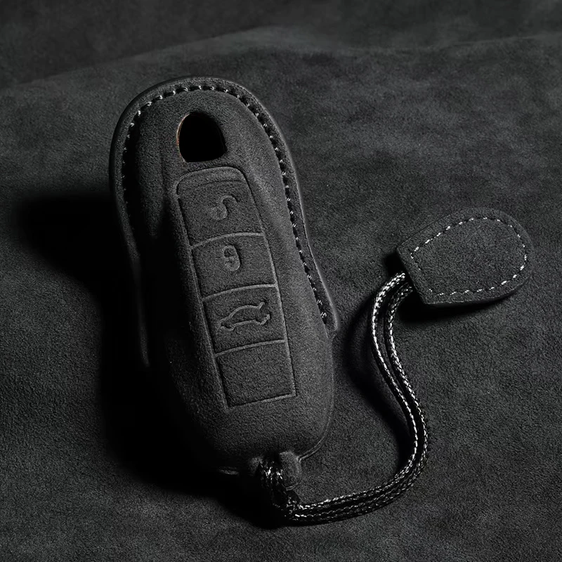 Car Key Case Leather Cover Shell For Porsche Panamera Spyder Carrera Macan Cayma