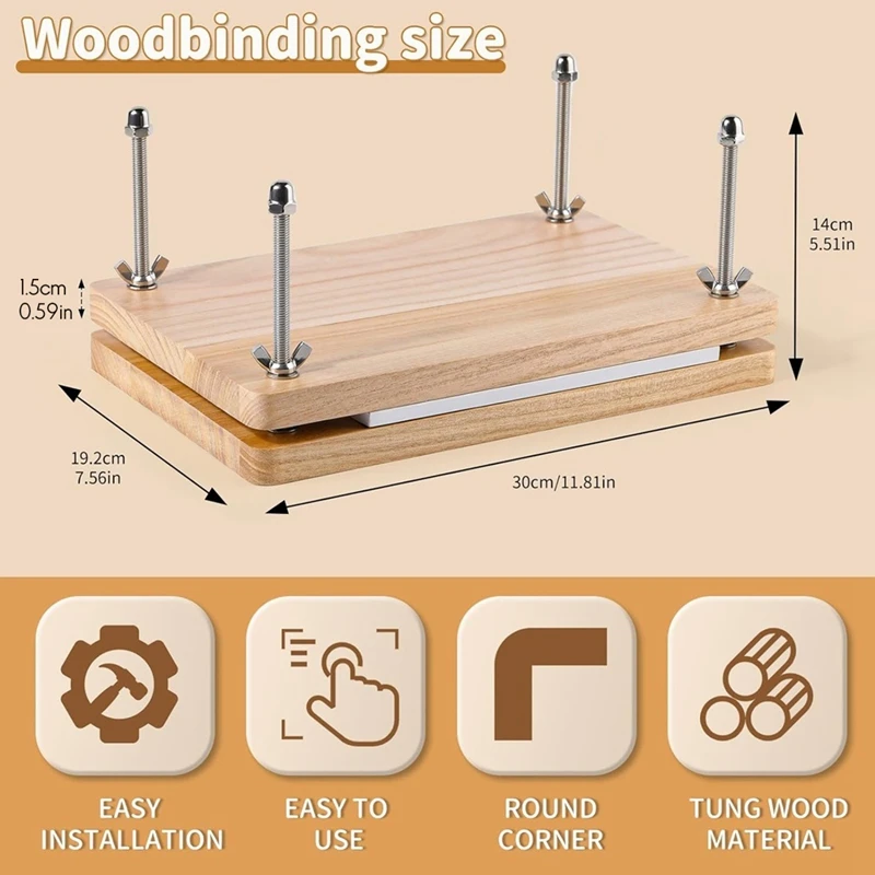 Book Press, Book Binding Kits,Bookbinding Supplies,Book Binding Kit For Beginners Bone Folder Tool For DIY 7.9X11.6 Inch-A03I
