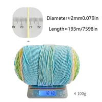 3pcsX100g Rainbow Yarn 5 Strand Segment Dyed Yarn DIY Handmade Knitted Yarn for Sweater Hat Scarf Sofa Cushion Cake Yarn 193M 2