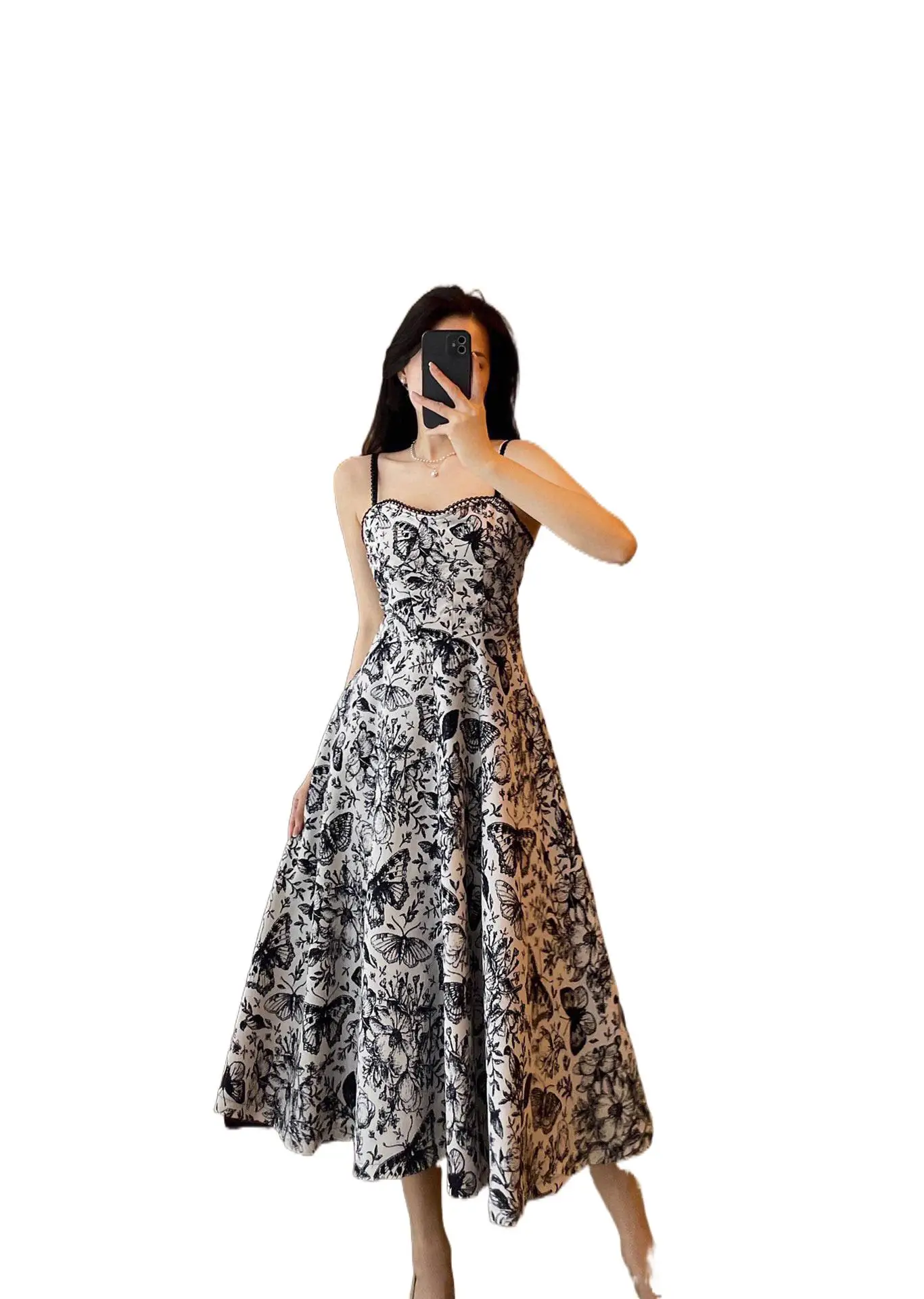 

2023 Women's Clothing Slimming Jacquard Suspender Skirt