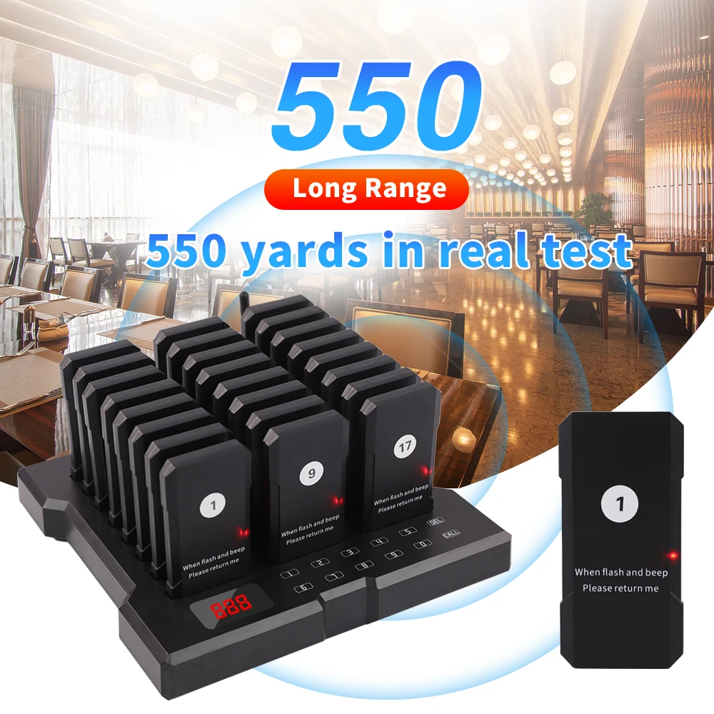 Description Picture 5 of itemWirelesslinkx Wireless Restaurant Pager System 24 Buzzer Wireless Calling Beeper System Restaurant Coffee Dessert Burger Shop