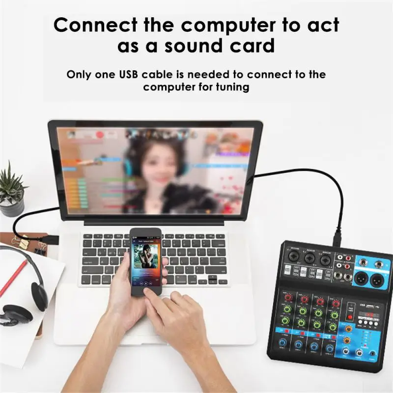 Way 전문 사운드 믹서 컴퓨터 녹음 무료 드라이브 사운드 카드 믹싱 콘솔 믹서, 오디오 DJ 오디오 장비