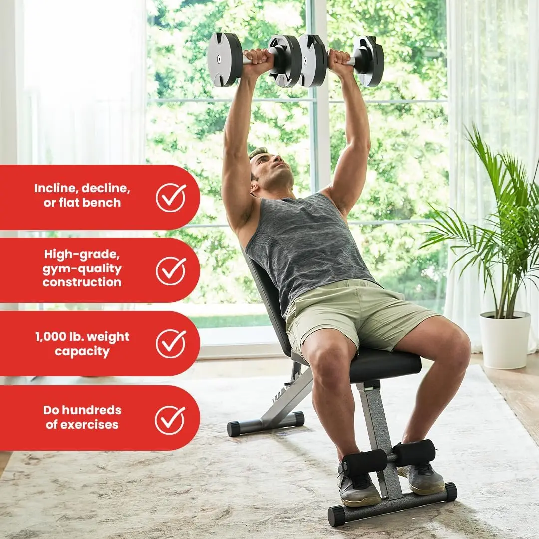 Form 5-in-1 Weight Bench, Adjustable & Foldable for Bench Press, Strength Training and Full Body Workout. Perfect for Dumbbell S