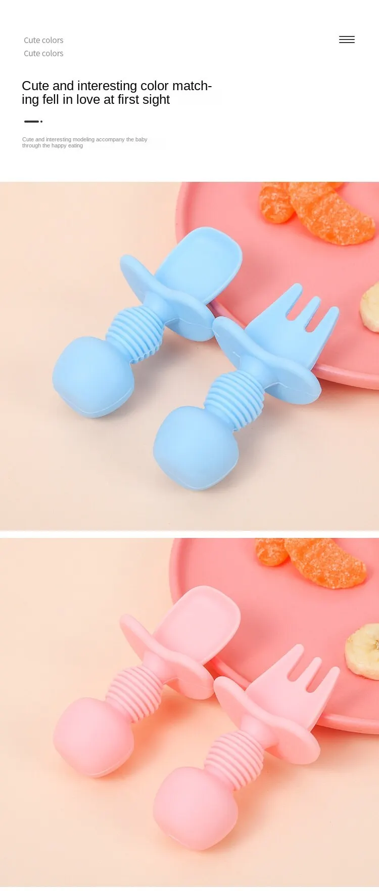 Baby Silicone Fork Spoons Chewable Utensils First Stage Training Predator Toddler Utensils for Baby Led Weaning With Storage Box