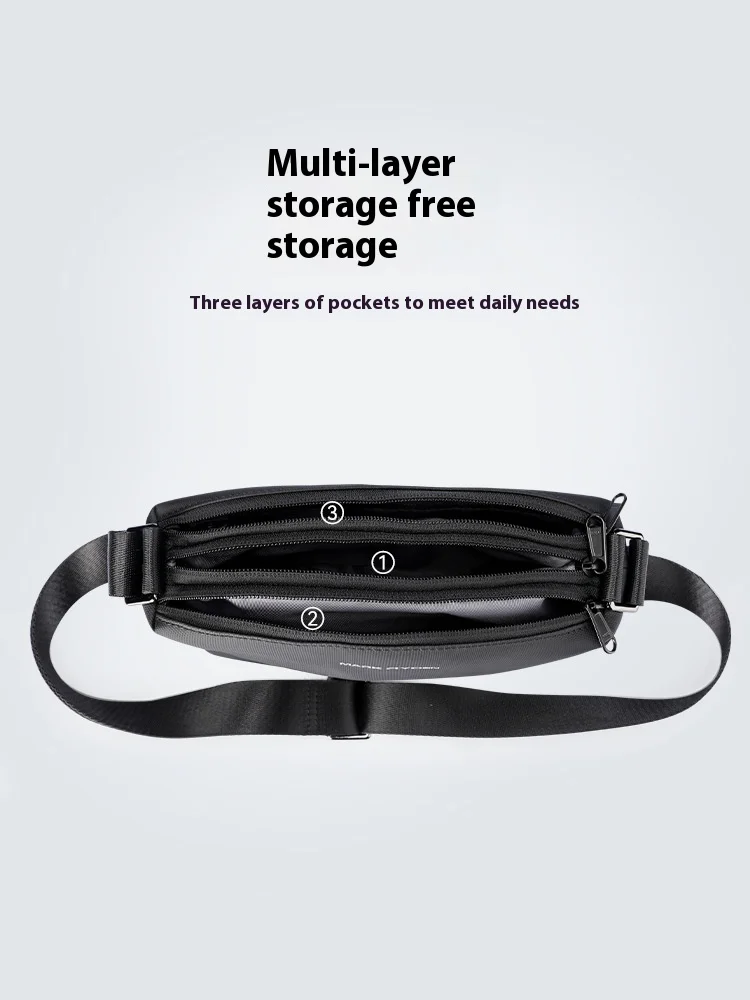 Lightweight Large Capacity Black Crossbody Messenger Bag for Men