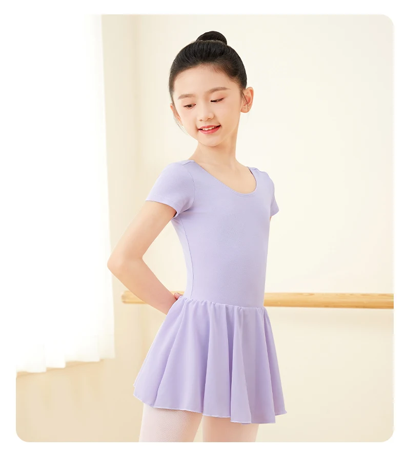 Kurzarm-Ballettkleid für Mädchen, schwarzes Ballett-Trikot mit Rock, Tanz-Body, Tutu-Rock für Gymnastik/Skating/Aufführung – Detail 8