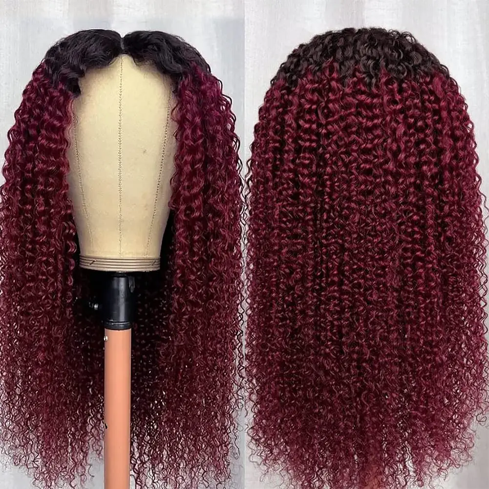 Jerry Curly Lace Front Wig 1B 99J Dark Wine Burgundy Curly Remy Human Hair Wigs Transparent Pre-Plucked Lace Bobbi Collection