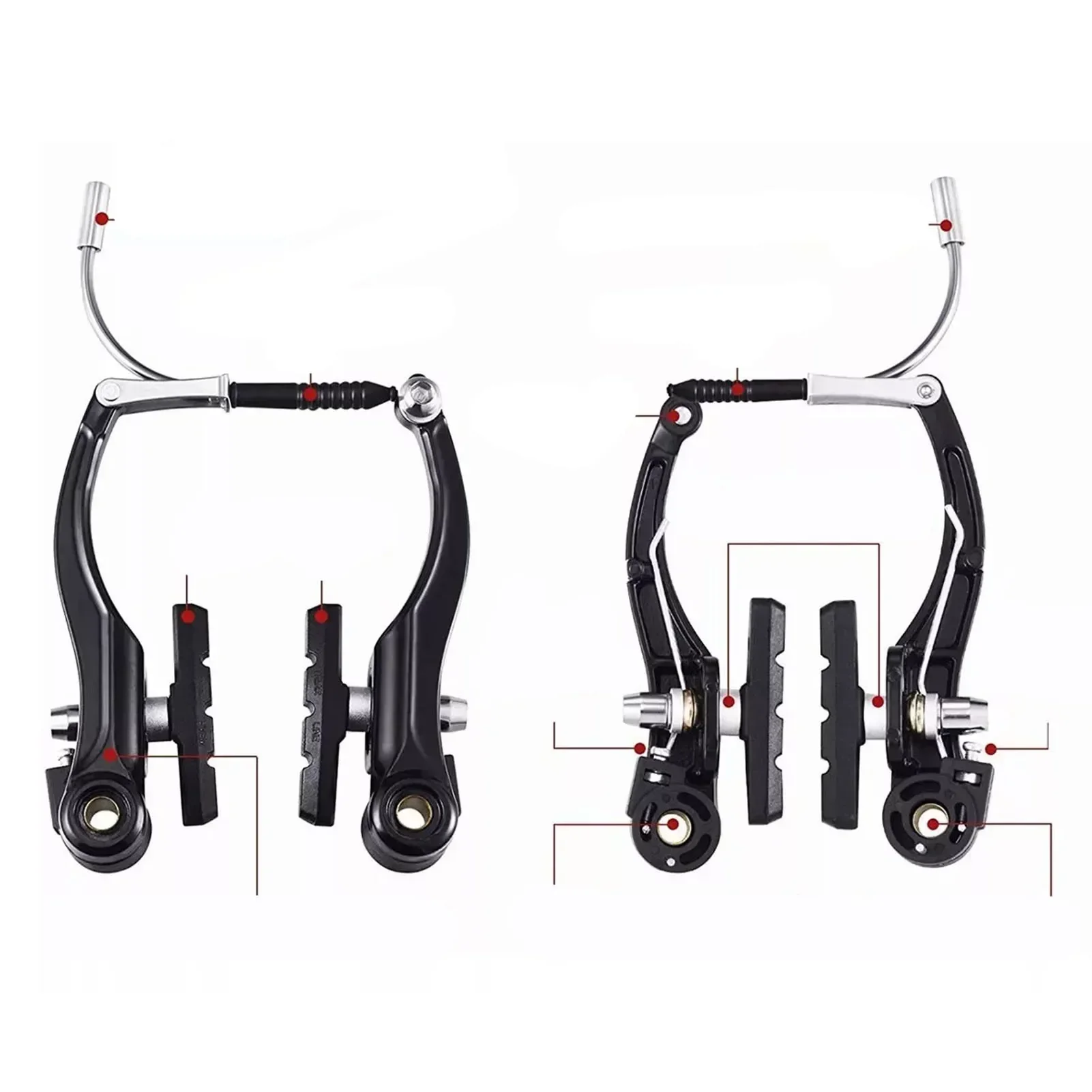 Bike Front Rear V Brake Set Aluminum Alloy Mountain Road Bicycle (Front + Rear) Set Brake Easy Installation Bike Bicycle V Brake Calipers Bicycle V Brake Parts