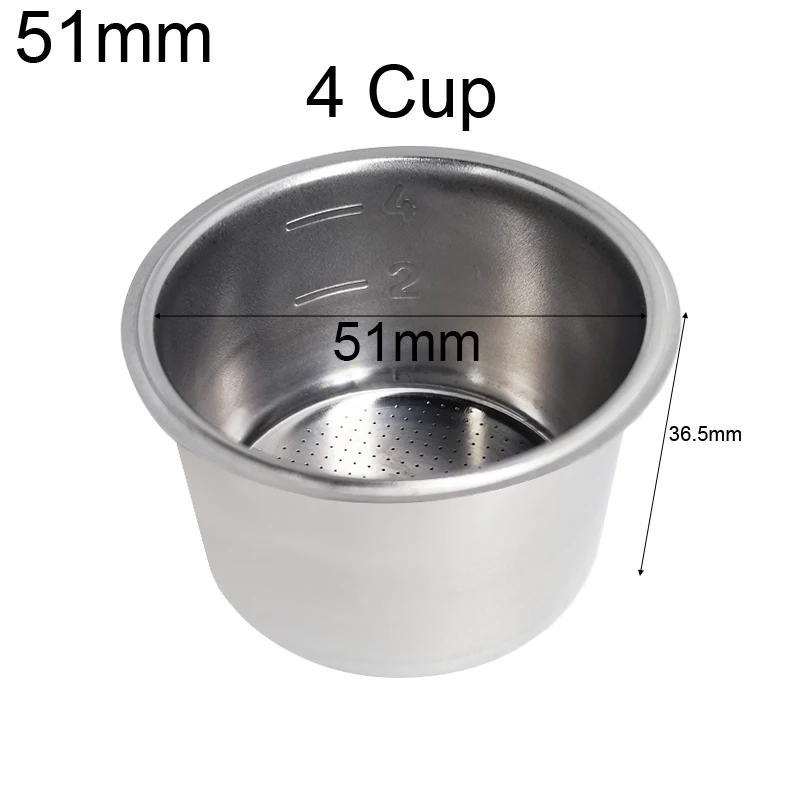51mm Edelstahl Kaffeefilter korb 1/2/4 Tasse Espresso Tropf Sieb Sieb Kaffee maschine Sieb Kaffee Puck Bildschirm – Detail 5