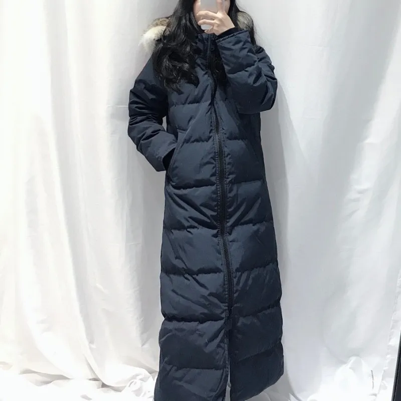 

2023 Women's Clothing Fashionable high quality fur collar hooded long down jacket Winter New