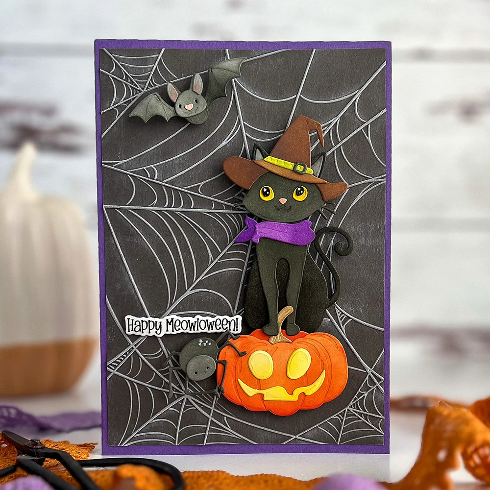 6.3*4.5inch 3D Embossing Folder Spidernet Background for DIY Scrapbooking Halloween Adding Texture Embossing Stencil New