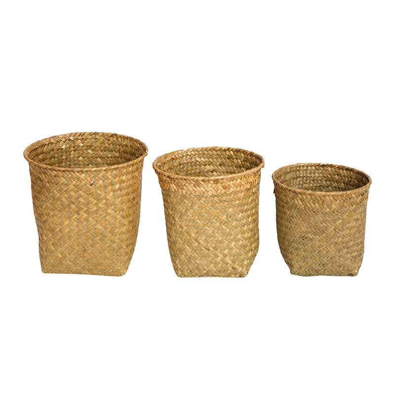 HandmadeWickerBasketsRemoteControlToySundriesSmallStorageContainerSeagrassWovenPlant