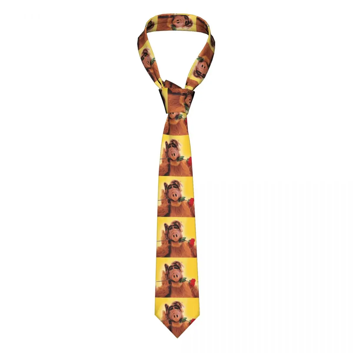 Alf With Flower Necktie Men Personalizzato Silk Alien Life Form Sci Fi Tv Show Neck Tie Per La Festa