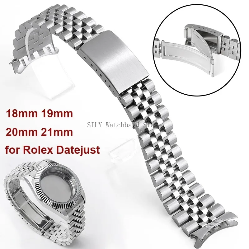 Solid Stainless Steel Curve End Watch Band - Sport Wristbelt Business Bracelet