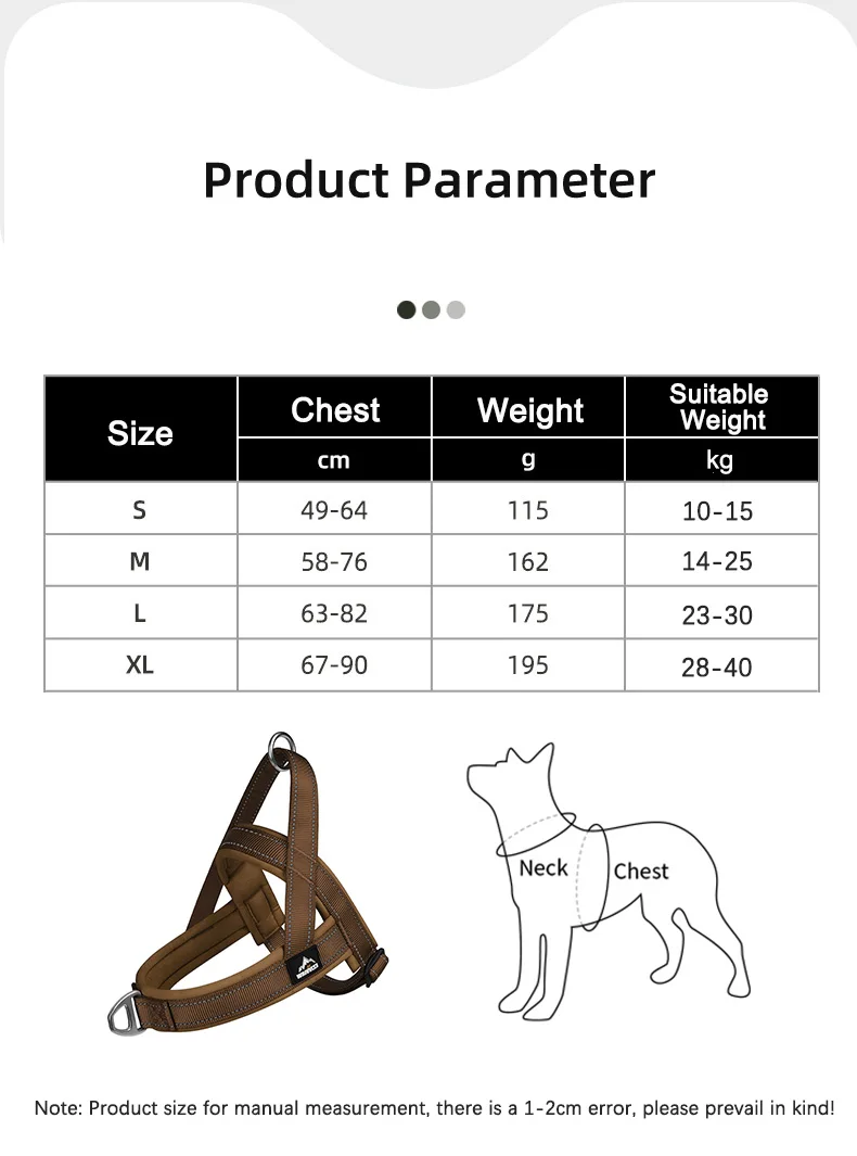 Tactical Dog Harness Escape-proof Padded Adjustable No Pull Vest_voghion.com