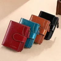 RFID anti-theft brush new three fold multi fold genuine leather cowhide wallet multifunctional anti tamper magnetic card bag sho - Image 4