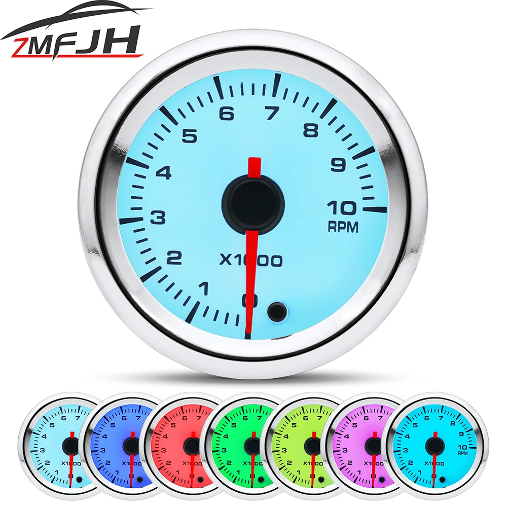 New52mmAutoTachometer10000RPMMeter7ColorsBacklightUniversal