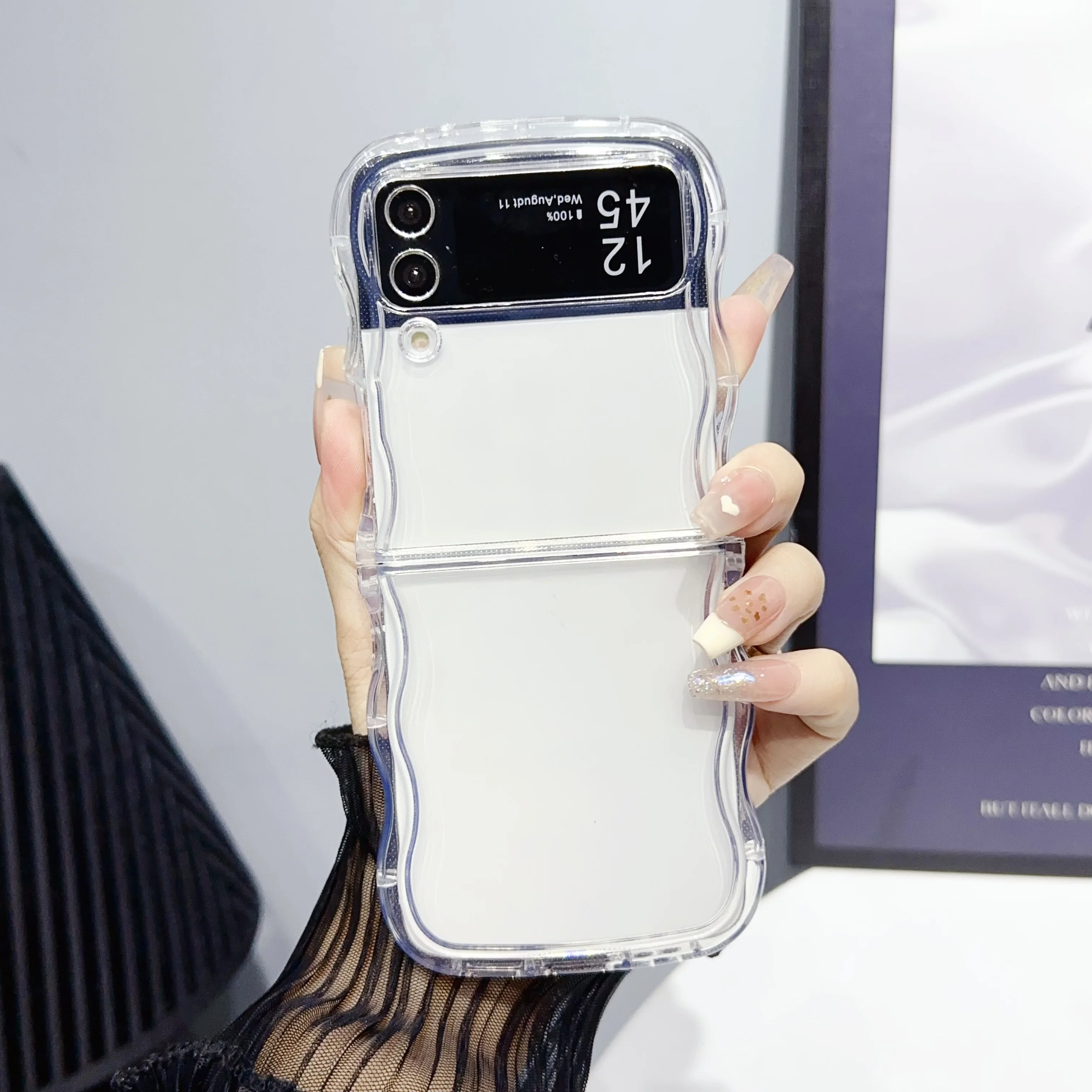 Hp Samsung Z Flip Z Phone Case Z Flip6 Wave Border Transparent