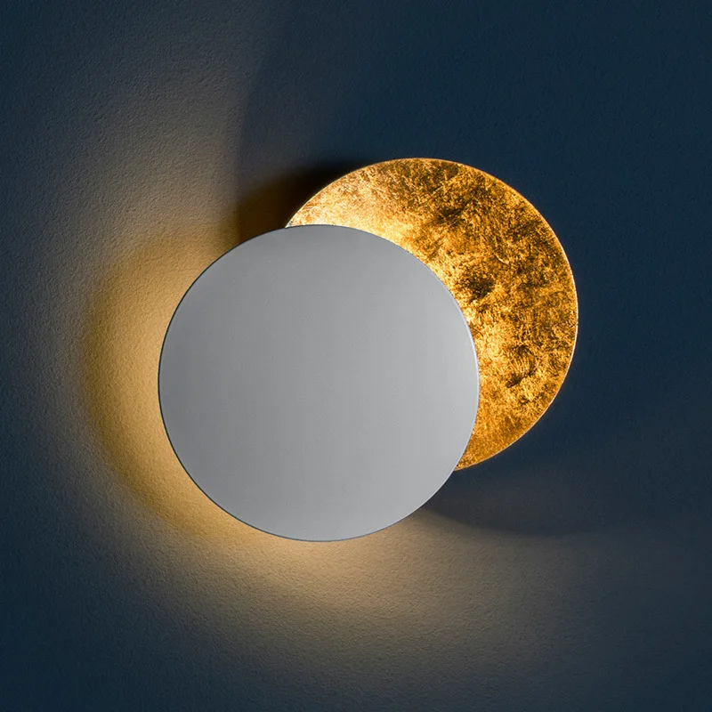 LED Eclipse Wandlamp, Creative Moon Aisle Wall Light Corridor Nachtkastje Wandlamp Woonkamer Ronde Goud Koper 360 Graden Draaiend Wandschoon,A,25CM