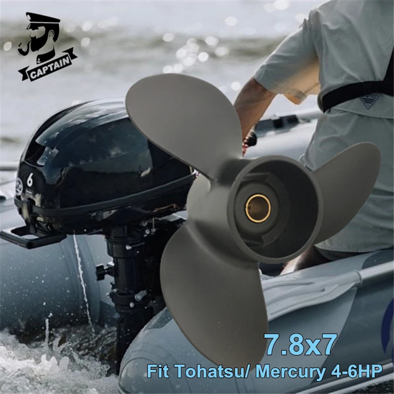 Captain Propeller Boat 7.8x7 fit for Tohatsu Mercury Outboard Motor 4/5/6 hp Tohatu Propeller Aluminum винт лодочного мотора captain outboard propeller 8 9x8 5 fit mercury tohatsu boat engines 4 stroke 8hp 9 9hp 12 tooth splines rh винт лодочного мотора