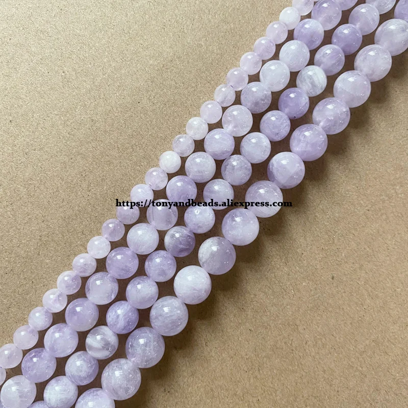 Perles Rondes En Pierre Naturelle De Lavande - 4-8mm, Pour Fabrication De Bijoux, Neuves