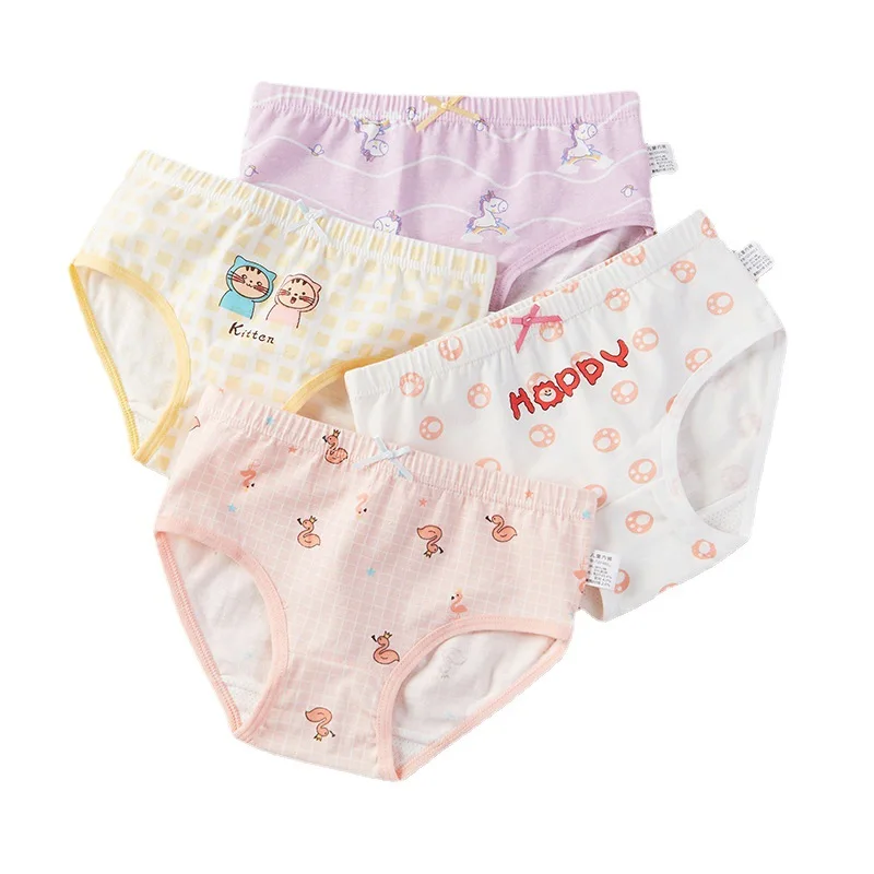 Girls underwear 4pcs/Lot fine cotton bright printing soft breathable