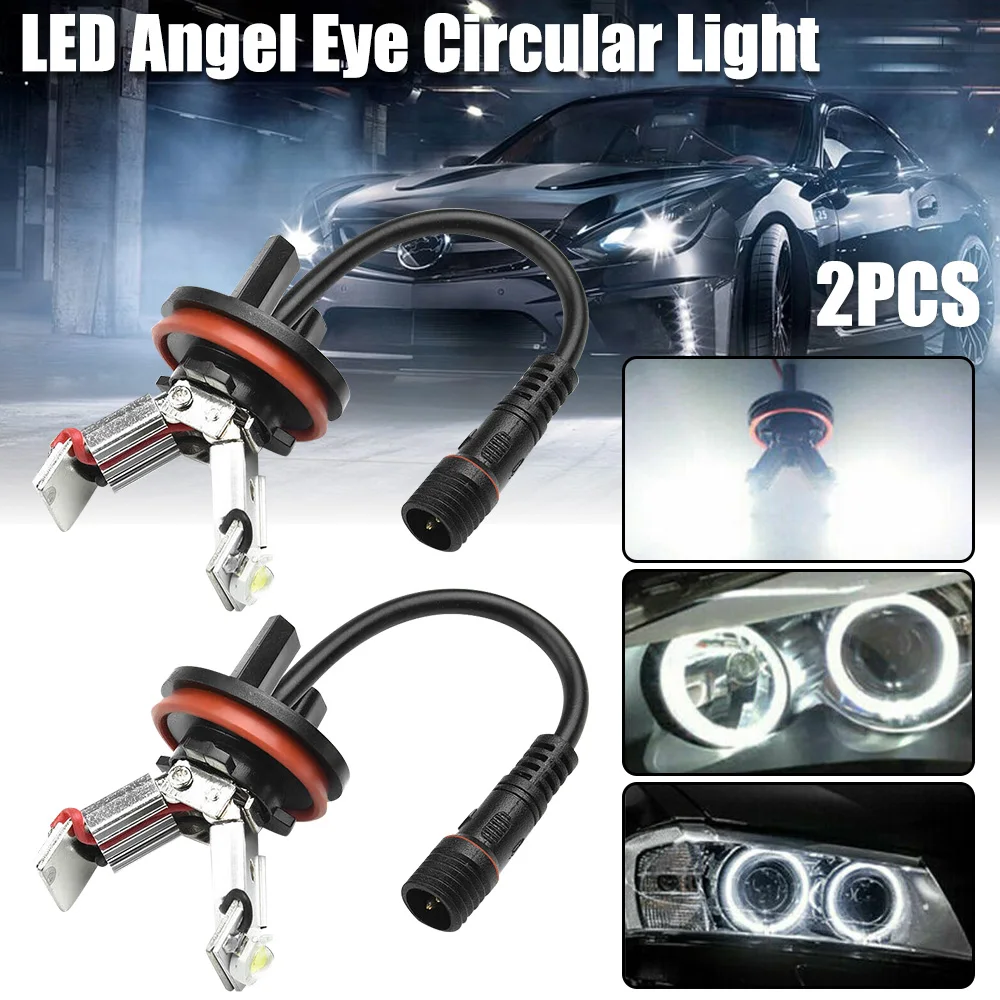 

2PCS 12V H8 LED Angel Eyes Ring-Marker Lights Bulbs For B-MW E93 E92 E61 E71 E70 LCI E90 E91 X5 X6 Z4 OBD2 Car Accessory