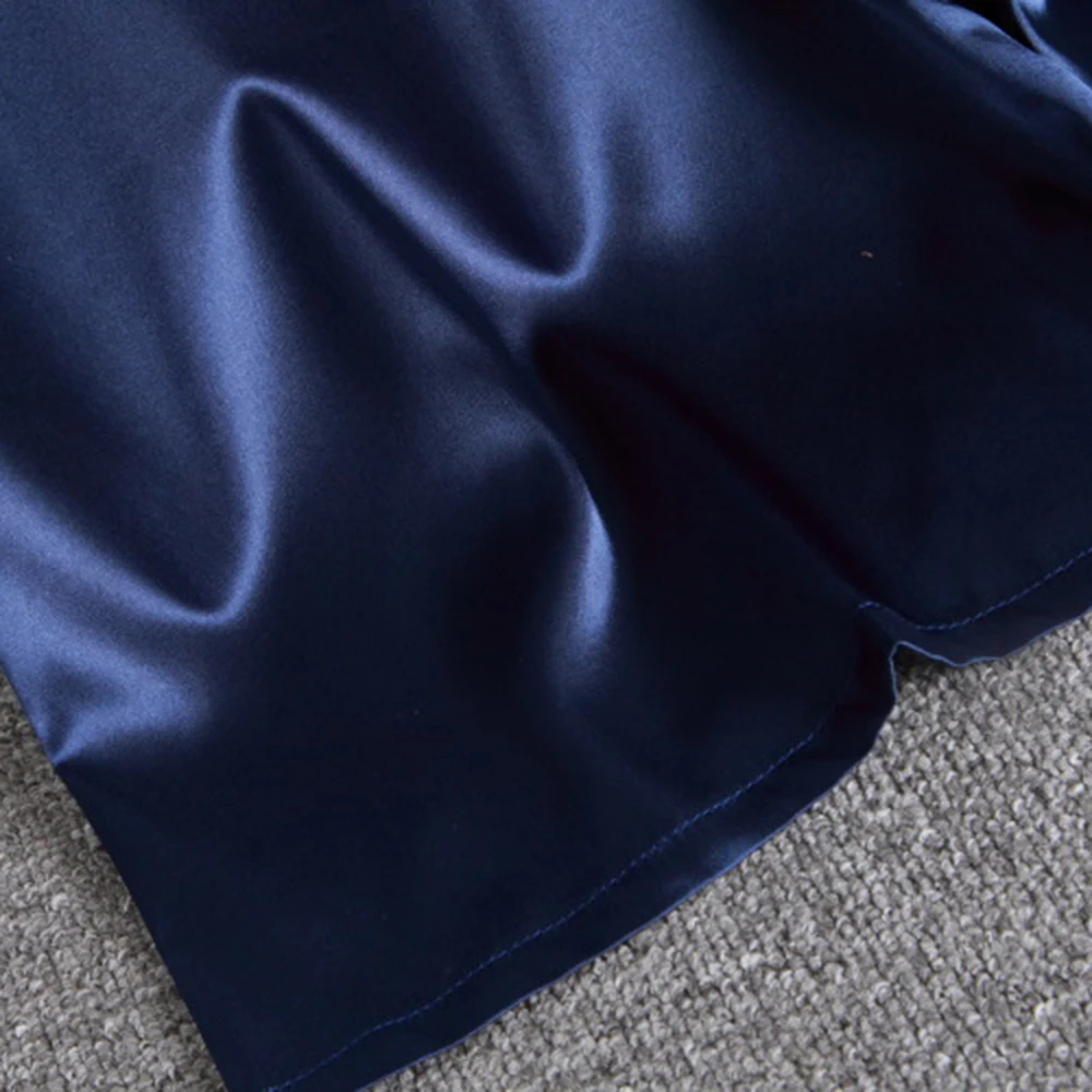 Herren-Pyjama aus Seidensatin mit elastischer Taille, weiche Shorts, Nachtwäsche, Taschenhöschen, Hose, Bermuda, schnell trocknende Strandshorts, männliche Jogginghose – Detail 11