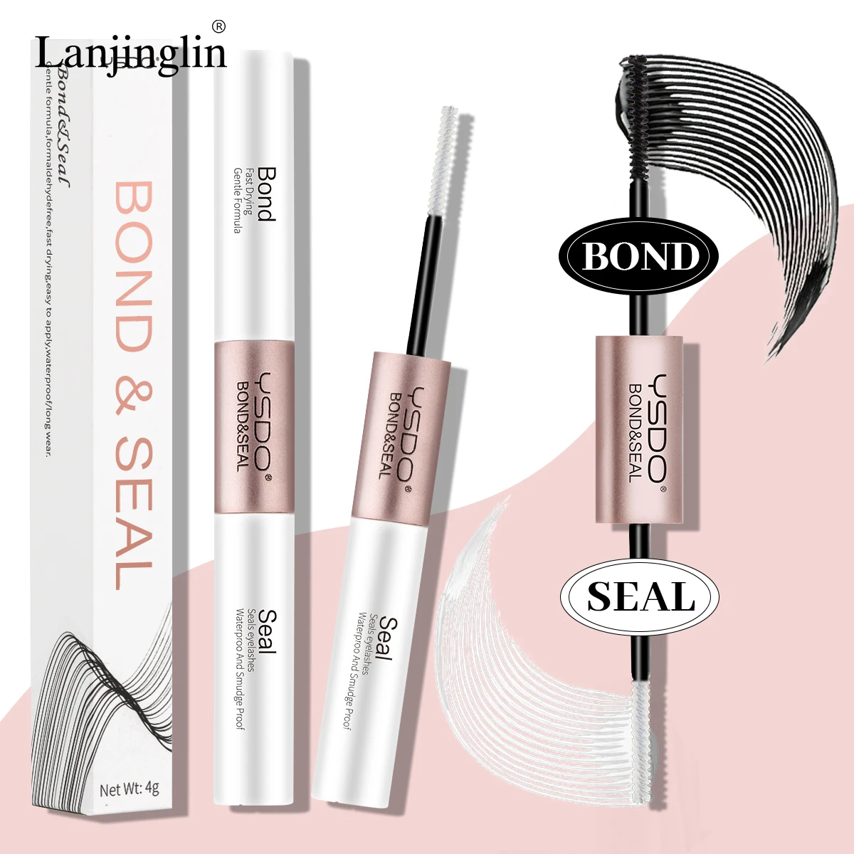 1PC 2 in 1 Bond and Seal/Lock Dual-Ended Eyelash Glue Waterproof Fast Drying Glue and Sealer Strong Hold Cluster Lash Glue Tools 3