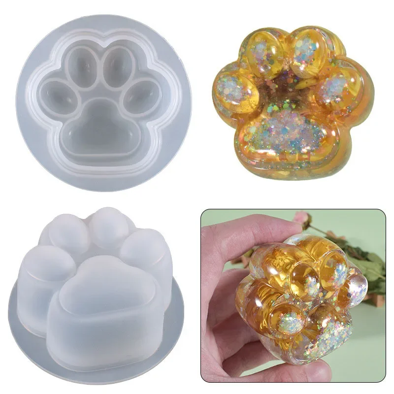 Silicone Mold Diy Crystal Drip Mold Single Large Cat Paw Pendulum Jewelry