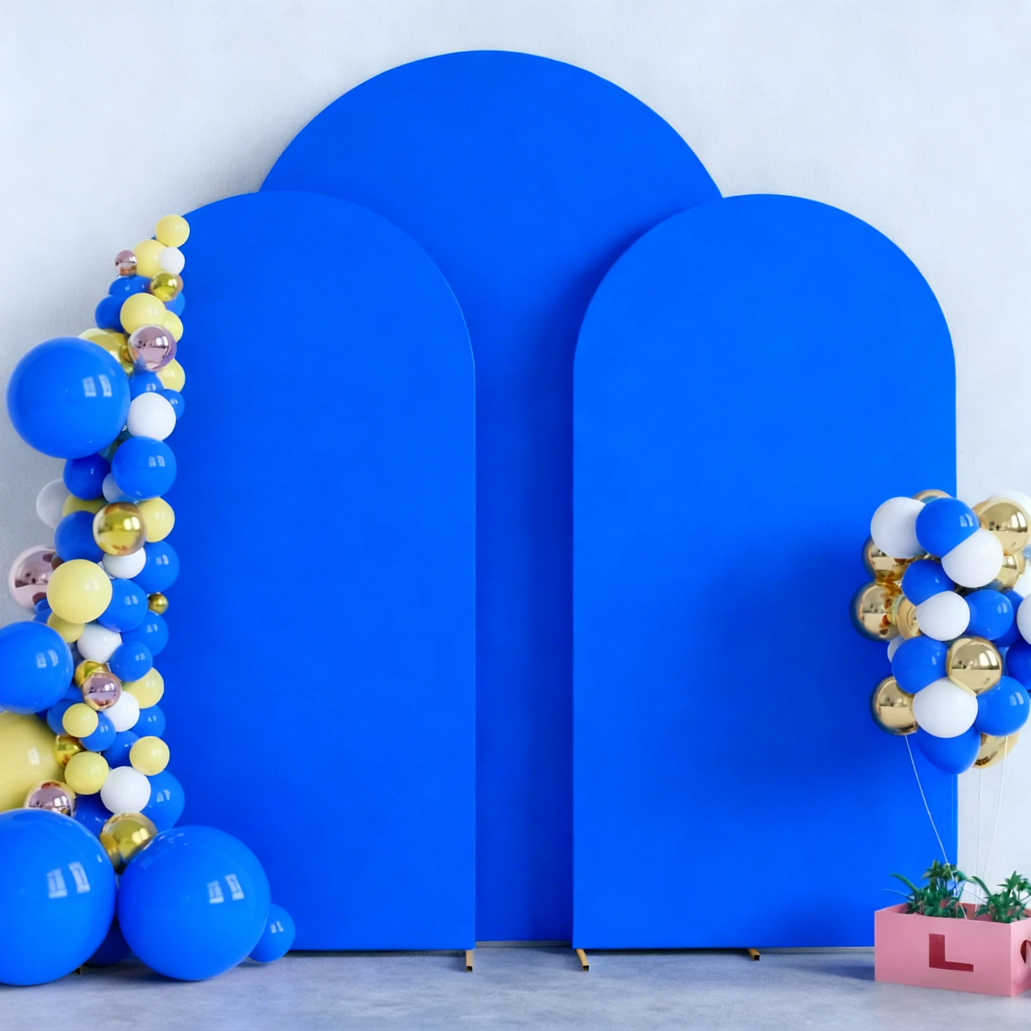 6 Fuß 6,6 Fuß 7,2 Fuß große blaue Bogenabdeckung, 2 Außen-Spandex-montierter Stoffbogen-Hintergrund, Geburtstagsfeier, Hochzeitsbogen-Dekoration