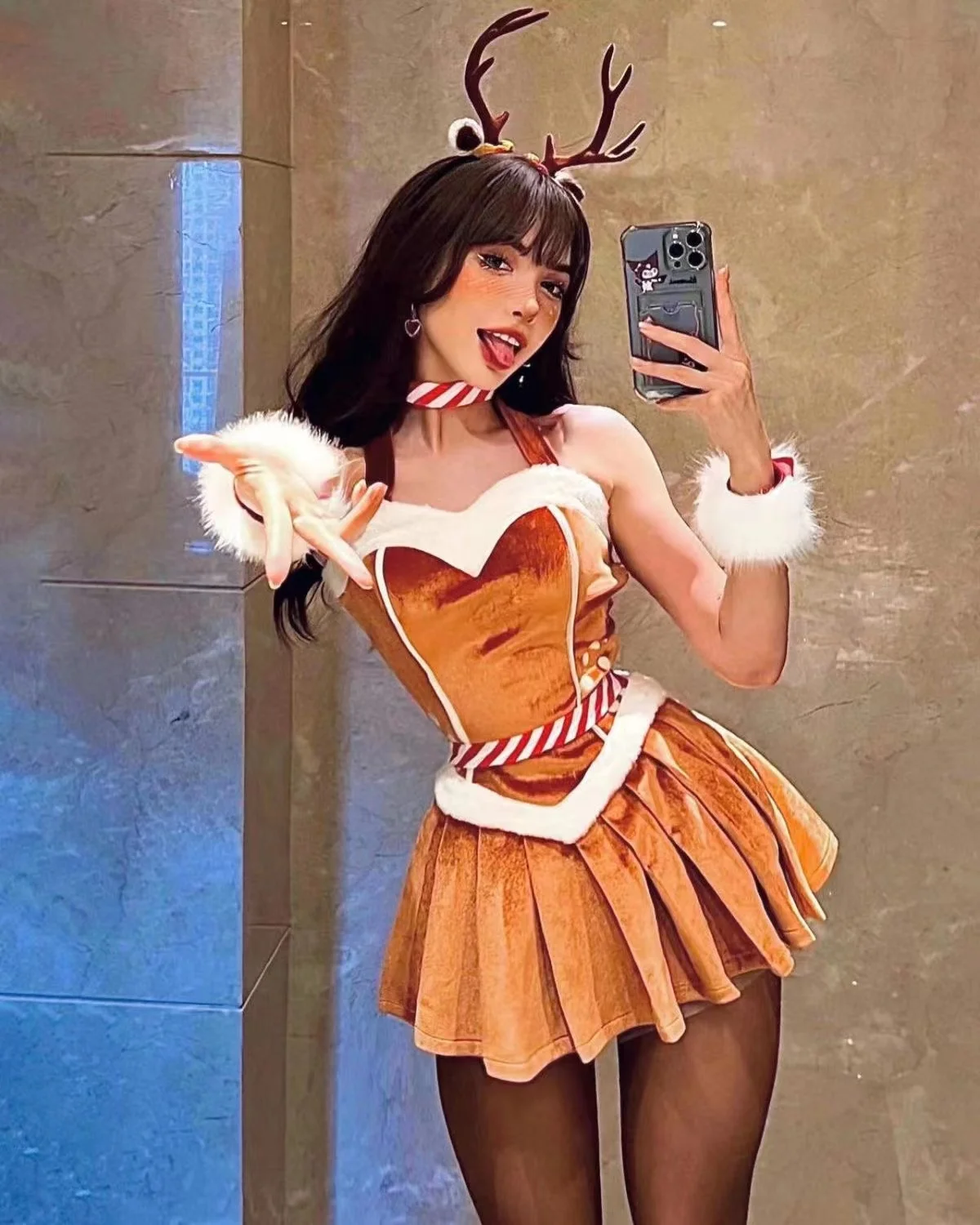 

Womens Christmas Sexy Elk Strapless Leotard Dress Santa Claus Reindeer Cosplay Bunny Girl Mini Skirts Costume New Year Clothes
