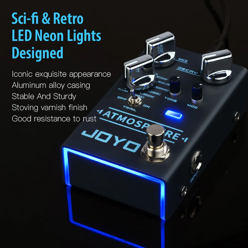 R-14 Reverb Guitar Pedal 9 Digital Reverb Types with Modulation and Trail Functi