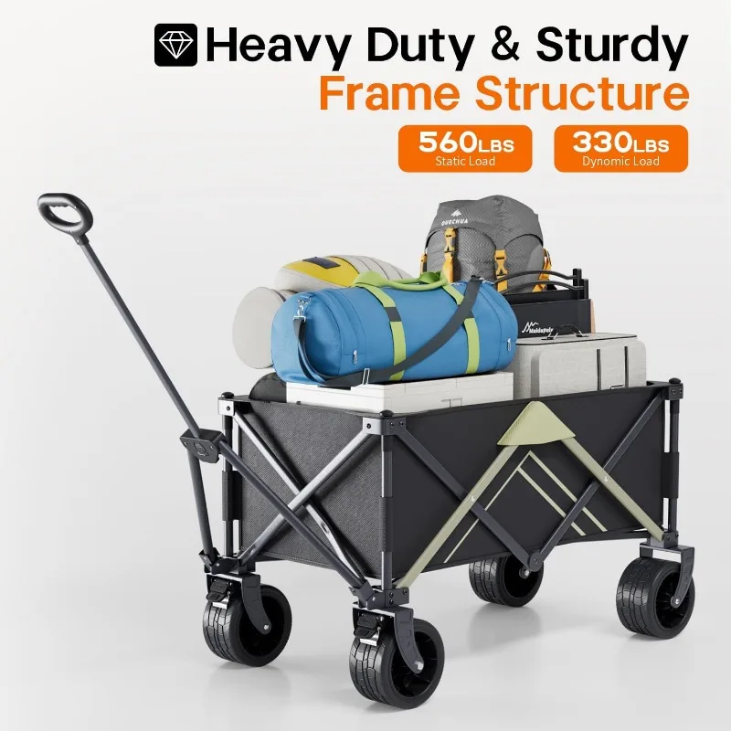 Wagons Carts Foldable, Collapsible Wagon,Wagon with Table Top,Beach Wagon with Big Wheels for Sand,Camping Sports Garden