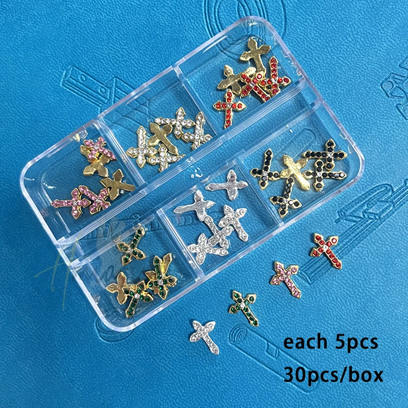 1Box Nail Art Nail Art Charms Gold/Silver Zircon Metal Nail